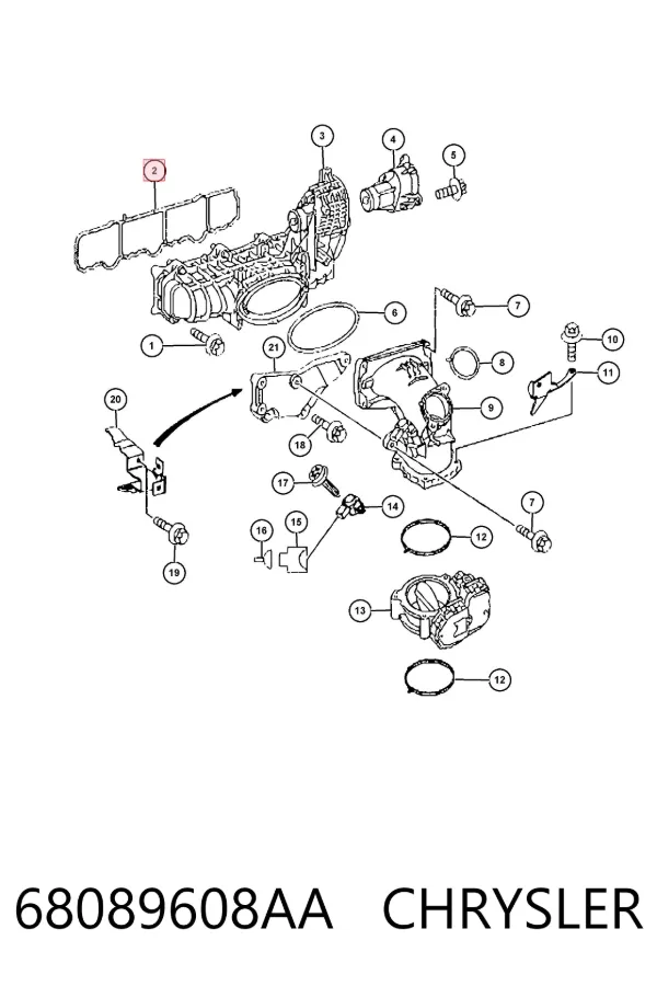 Прокладка впускного коллектора 68089608AA Chrysler
