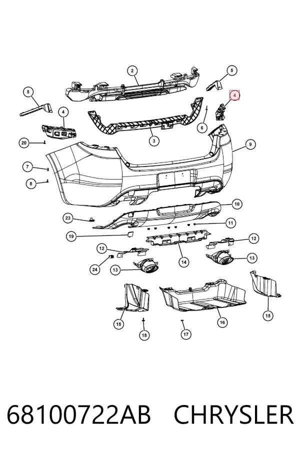 Кронштейн бампера заднего правый 68100722AB Chrysler