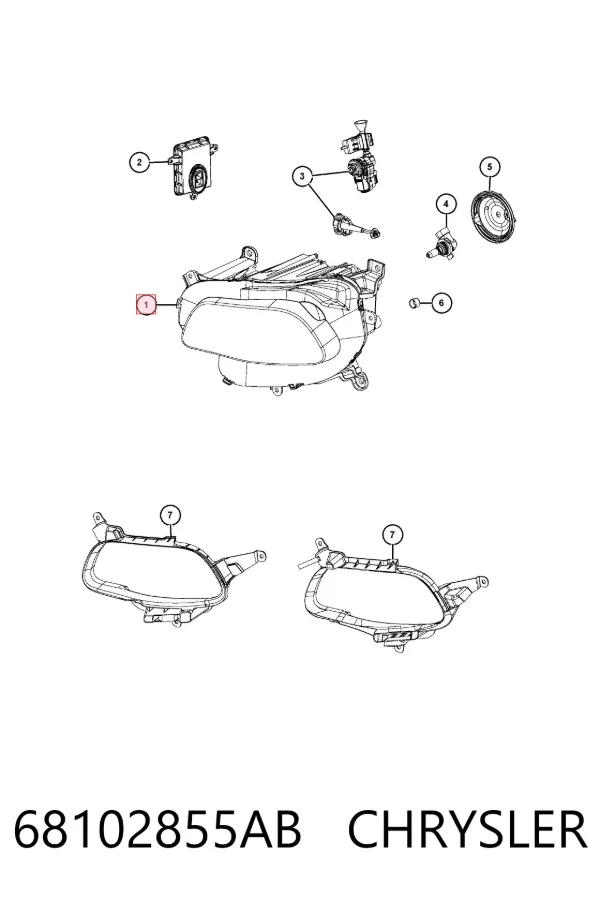 Левая фара 68102855AB Chrysler