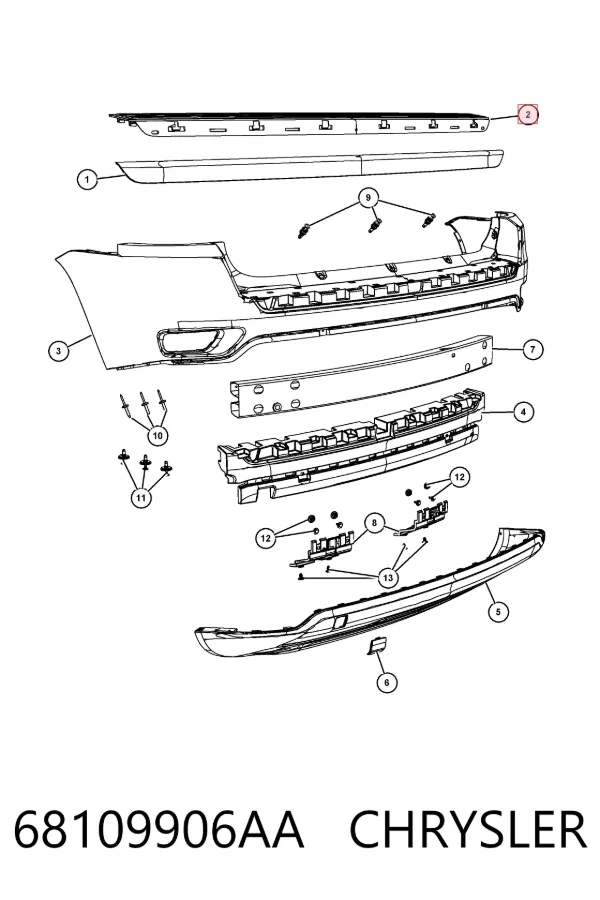 Накладка бампера заднего верхняя защитная (ступень-подножка) 68109906AA Chrysler