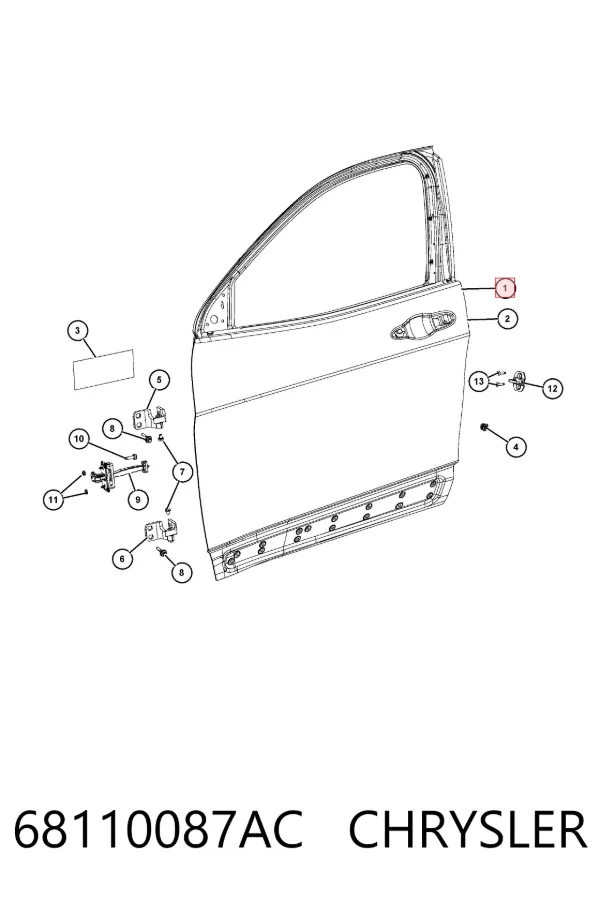 Дверь передняя левая 68110087AC Chrysler