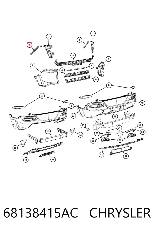 Кронштейн бампера заднего внешний левый 68138415AC Chrysler