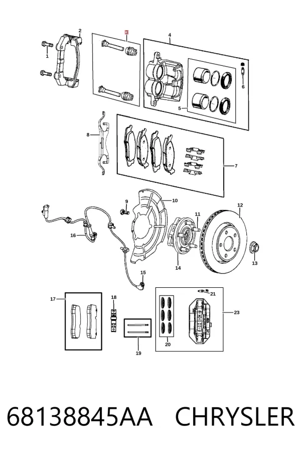 Направляющая суппорта переднего K68138845AA Fiat/Alfa/Lancia