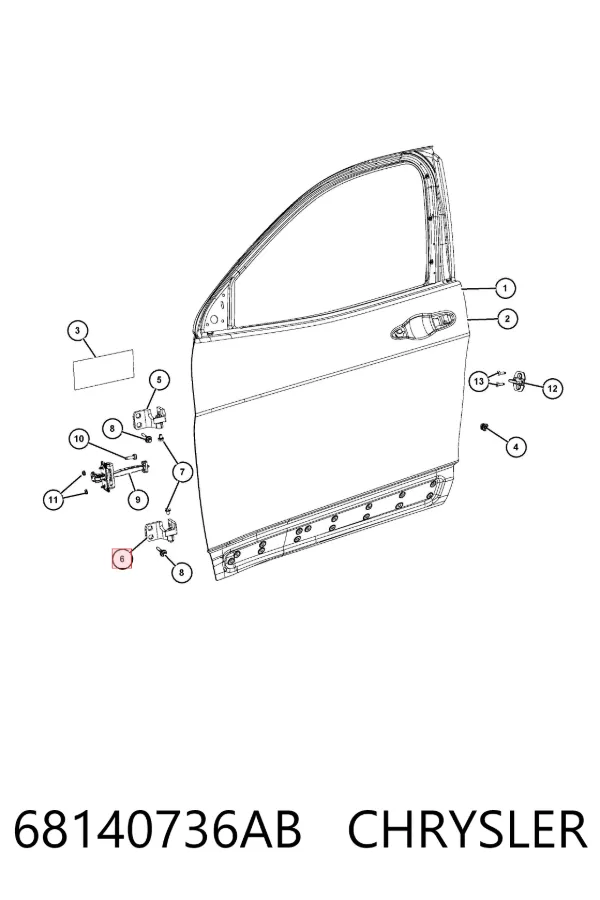 Петля двери задней правой 68140736AB Chrysler