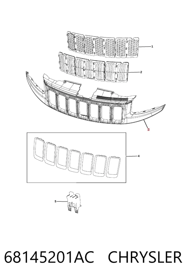 Решетка радиатора 68145201AC Chrysler