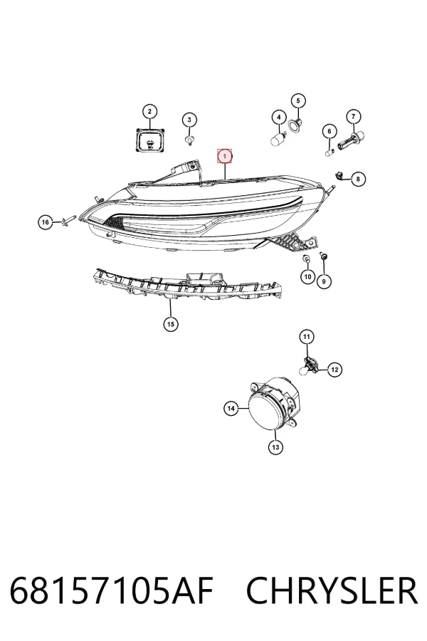 Фара дневного света левая 68157105AF Chrysler