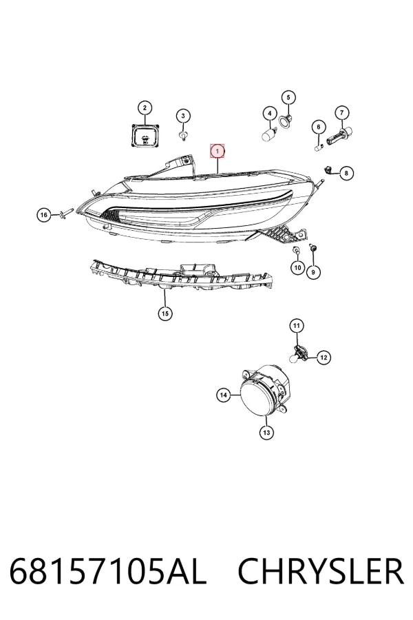 Фара дневного света левая K68157105AT Fiat/Alfa/Lancia