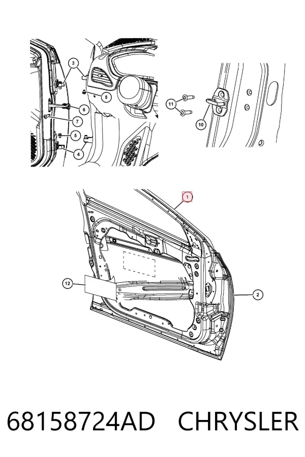 Дверь передняя правая 68158724AD Chrysler