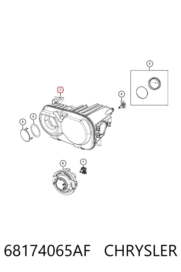 Левая фара 68174065AF Chrysler