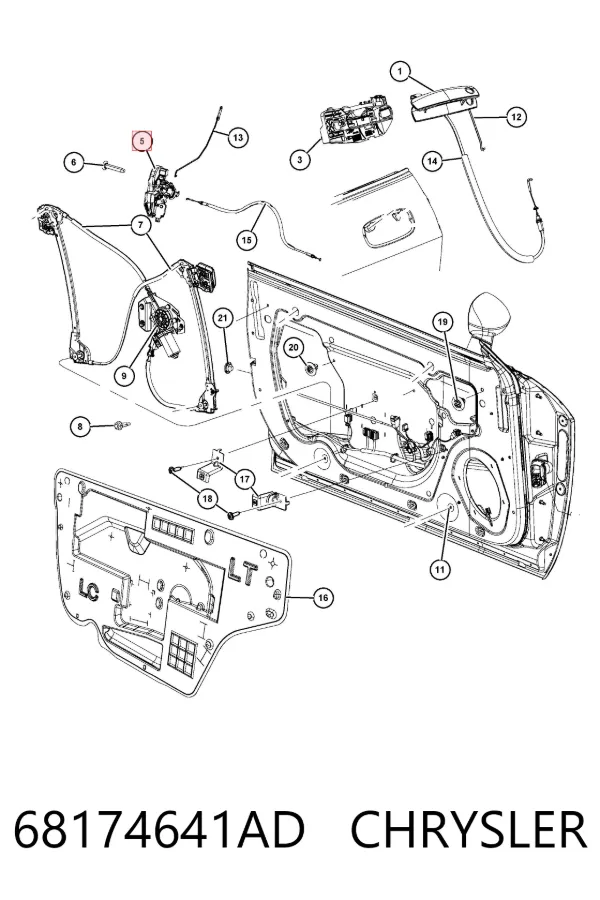 Замок водительской двери 68174641AD Chrysler