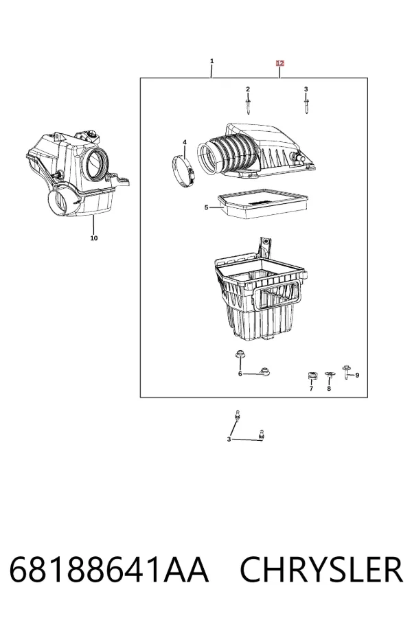 Корпус воздушного фильтра, верхняя часть 68188641AA Chrysler