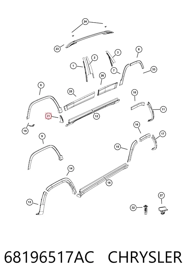 Брызговик передний левый K68196517AD Fiat/Alfa/Lancia