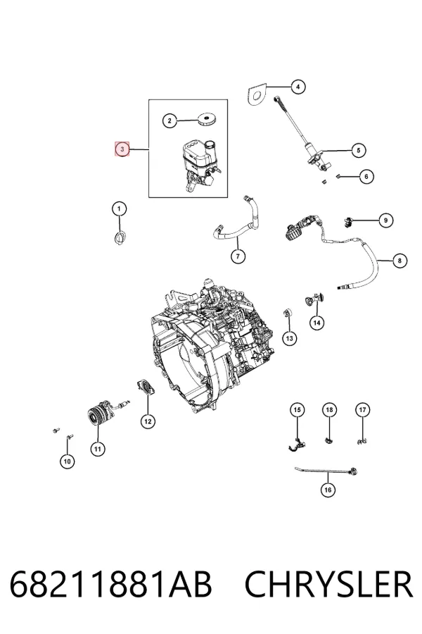 Главный тормозной цилиндр K68211881AE Fiat/Alfa/Lancia