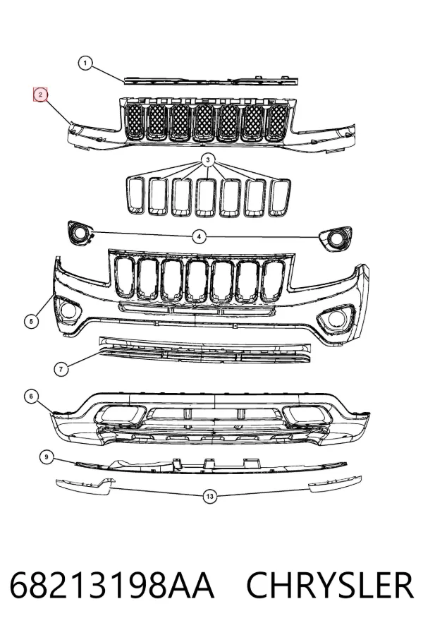Решетка радиатора JEC211460 Rhino