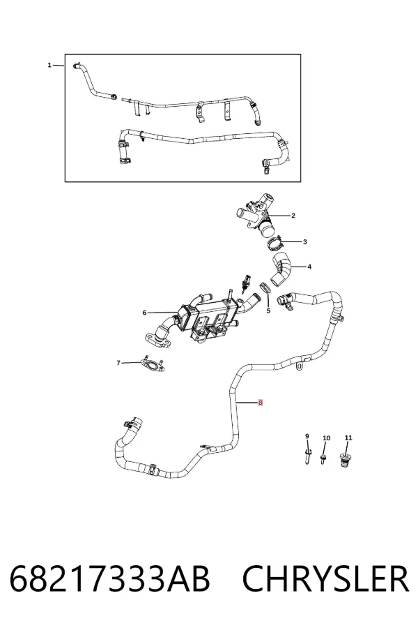 Шланг (патрубок) радиатор EGR, обратка 68217333AB Chrysler