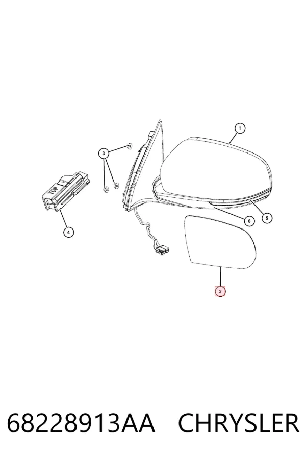Стекло левого зеркала заднего вида K68228913AA Fiat/Alfa/Lancia