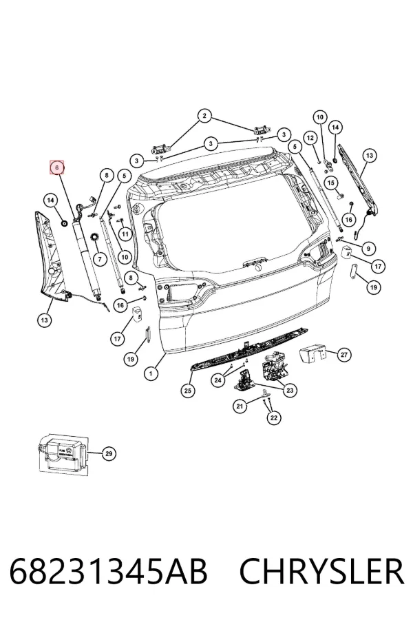 Амортизатор багажника 68231345AB Chrysler