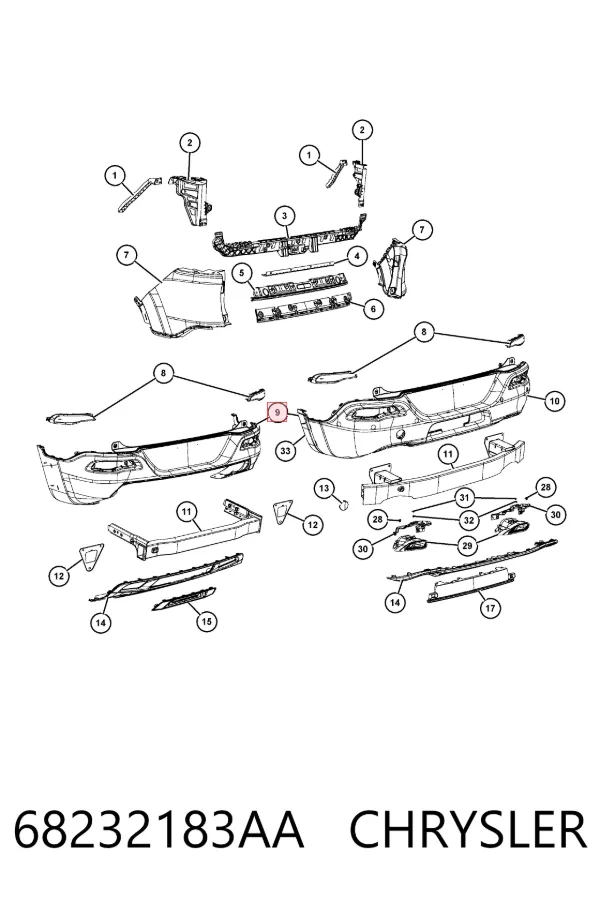 Задний бампер 68232183AA Chrysler
