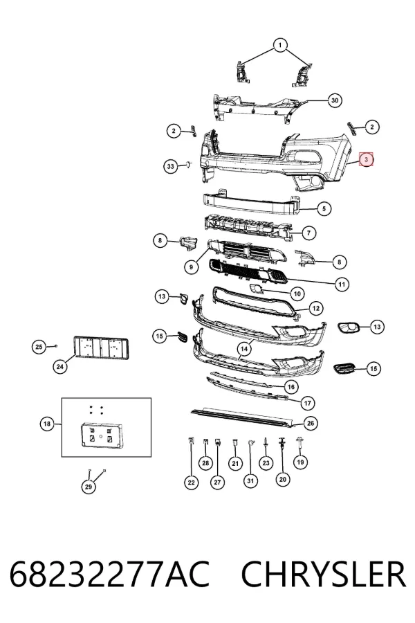 Передний бампер 68232277AC Chrysler