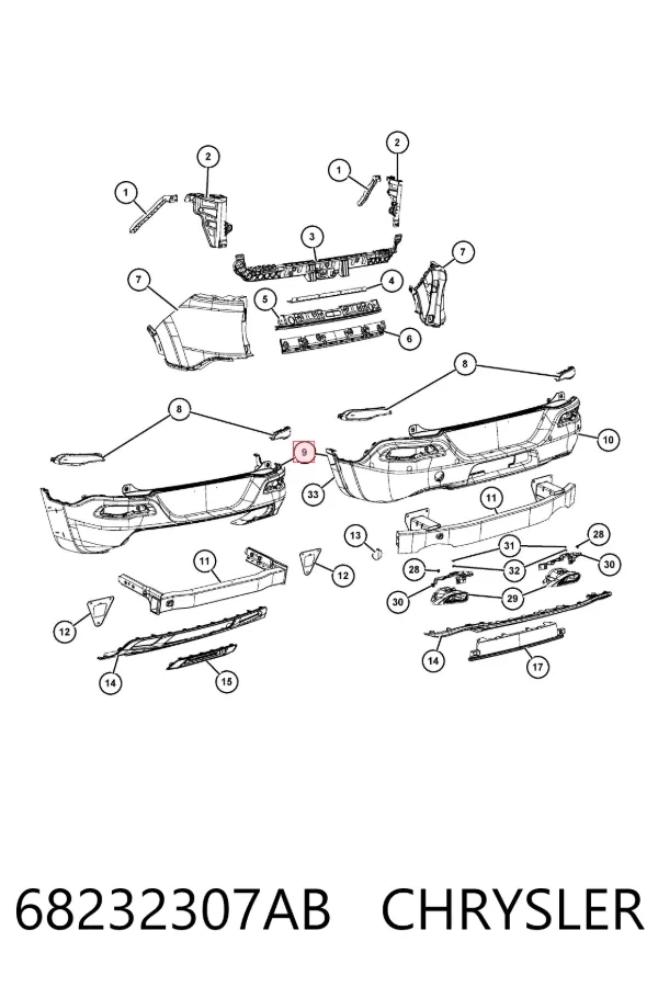 Задний бампер 68232307AB Chrysler