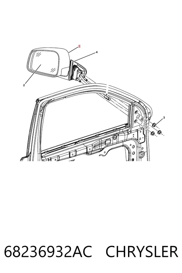 Правое зеркало 68236932AC Chrysler