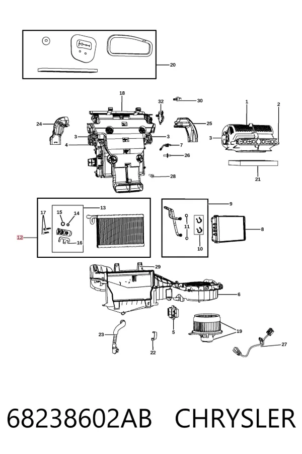 Испаритель кондиционера 68238602AB Chrysler