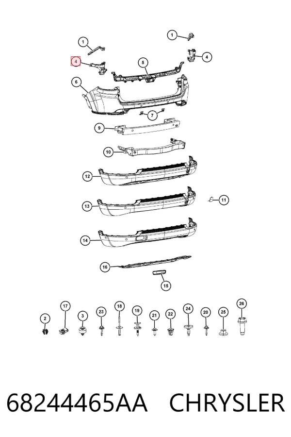 Кронштейн бампера заднего левый K68244465AA Fiat/Alfa/Lancia