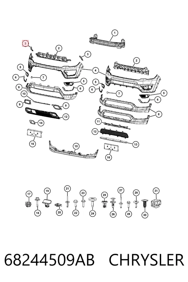 Кронштейн бампера переднего левый 68244509AB Chrysler