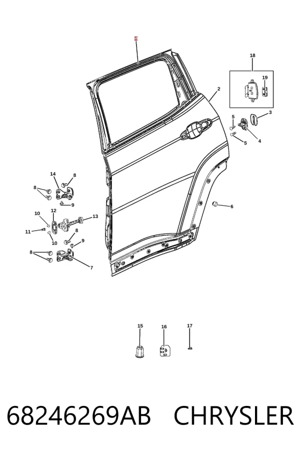 Дверь задняя левая 68246269AB Chrysler