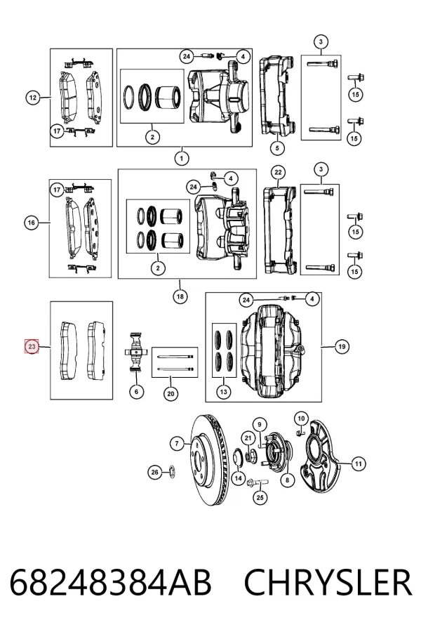 Передние тормозные колодки 68248384AB Chrysler