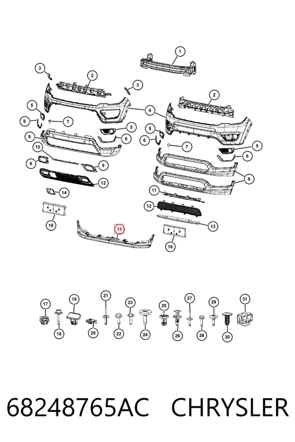 Спойлер переднего бампера 68248765AC Chrysler