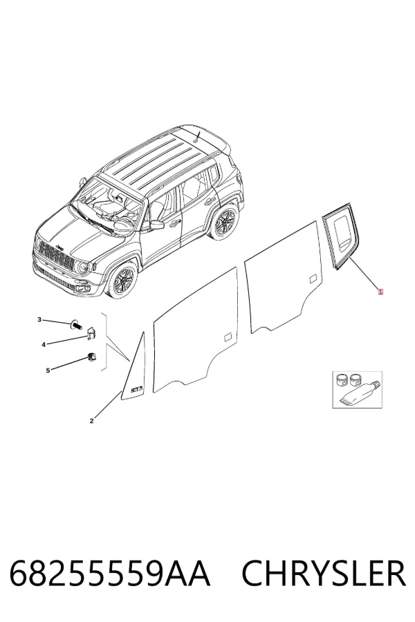 Стекло кузова (багажного отсека) правое K68255559AA Fiat/Alfa/Lancia