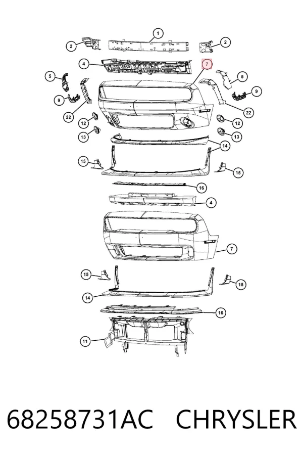 Передний бампер 68258731AC Chrysler
