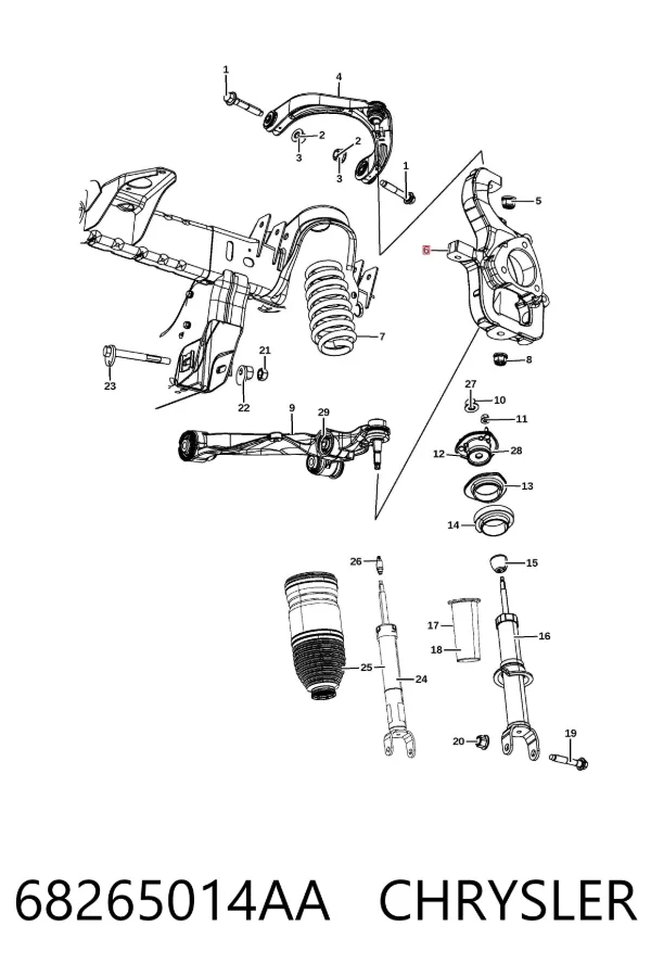 Цапфа передняя правая 68265014AA Chrysler