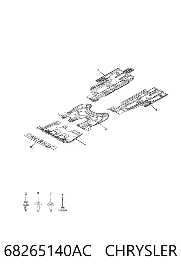 Защита днища, средняя часть 68265140AC Chrysler