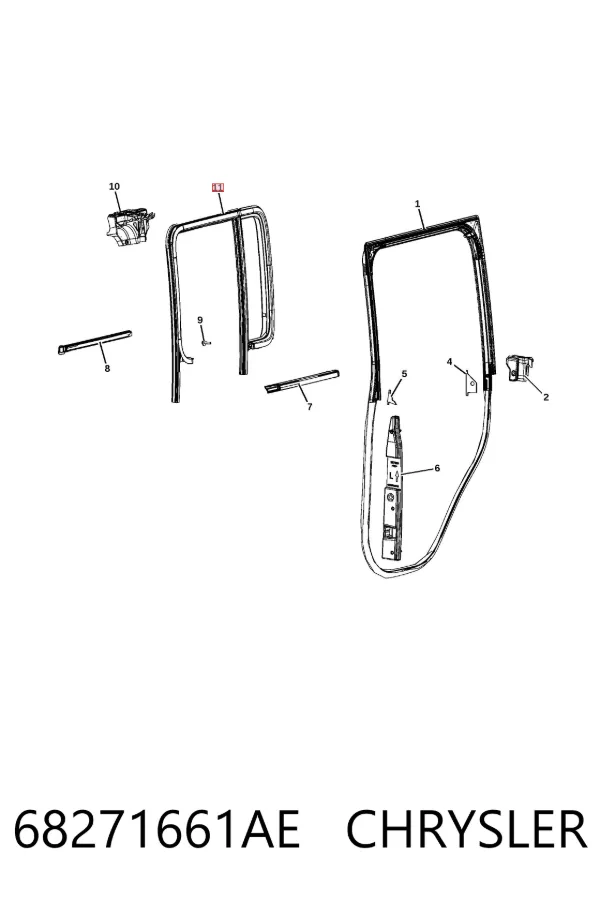 Стекло-форточка двери задней левой 68271661AE Chrysler