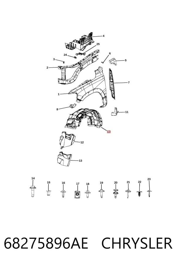 Подкрылок передний правый 68275896AE Chrysler