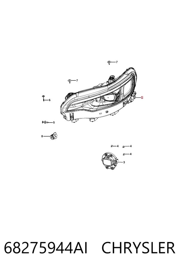 Правая фара 68275944AI Chrysler