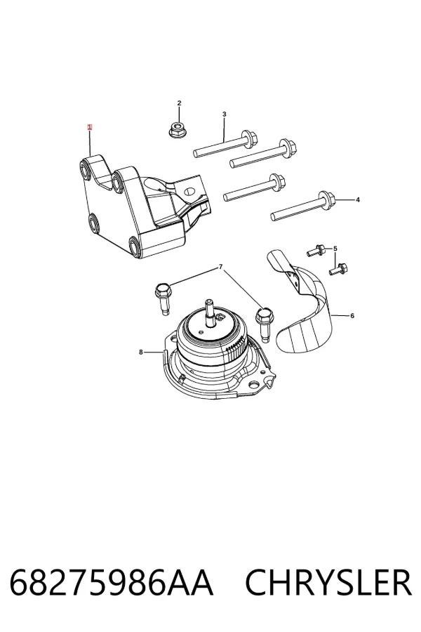 Кронштейн подушки (опоры) двигателя правой 68275986AA Chrysler