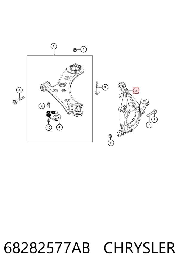Цапфа передняя левая K68282577AD Fiat/Alfa/Lancia