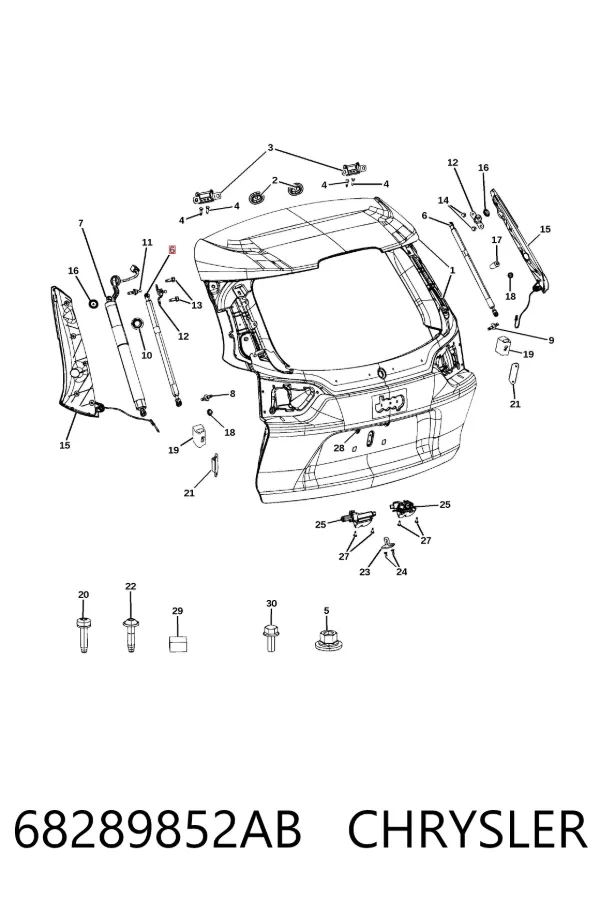 Амортизатор багажника 68289852AB Chrysler
