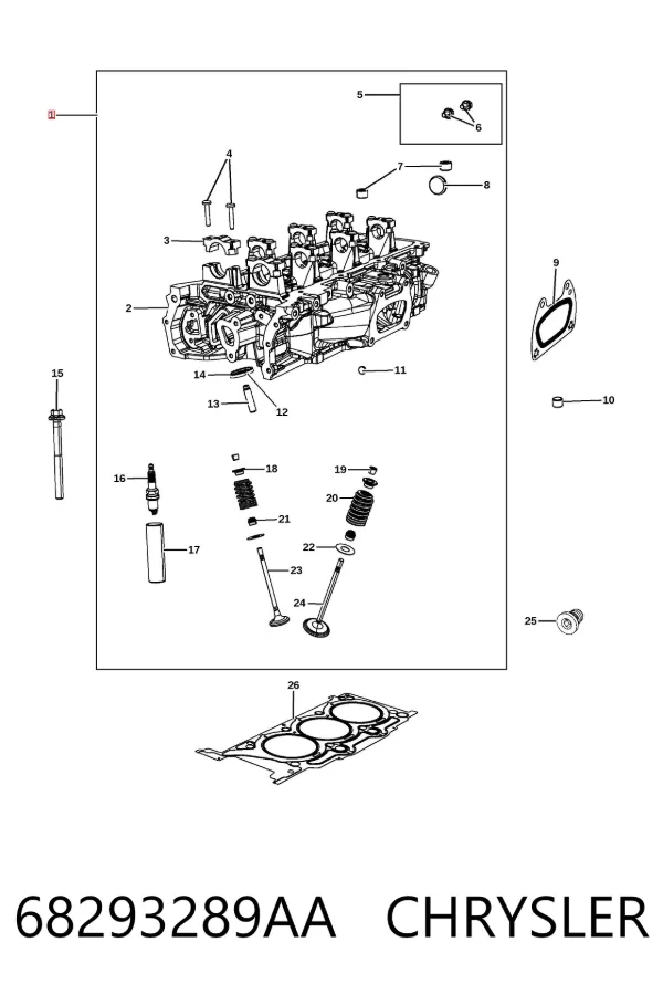 Головка блока цилиндров (ГБЦ) левая 68293289AA Chrysler