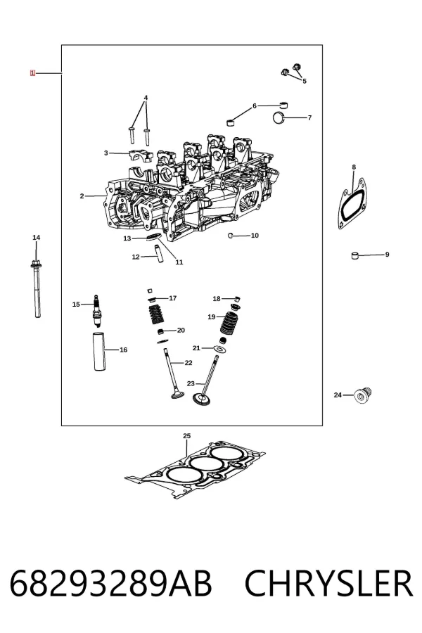 Головка блока цилиндров (ГБЦ) левая 68293289AB Chrysler