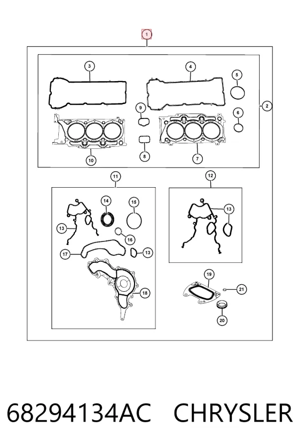 Комплект прокладок 68294134AC Chrysler