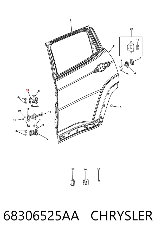 Петля двери передней левой 68306525AA Chrysler