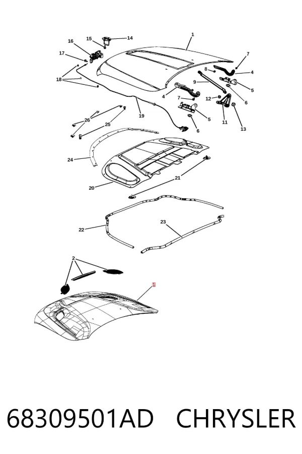Капот 68309501AD Chrysler