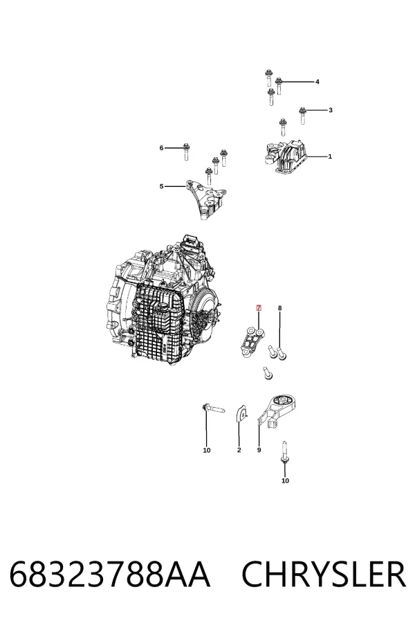 Кронштейн подушки (опоры) двигателя задней 68323788AA Chrysler