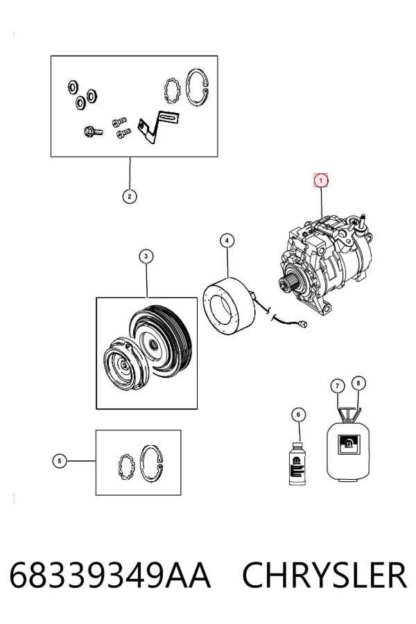 Компрессор кондиционера 68339349AA Chrysler