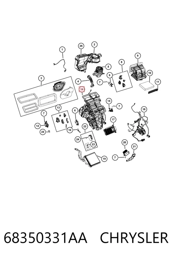 Корпус печки в сборе 68350331AA Chrysler
