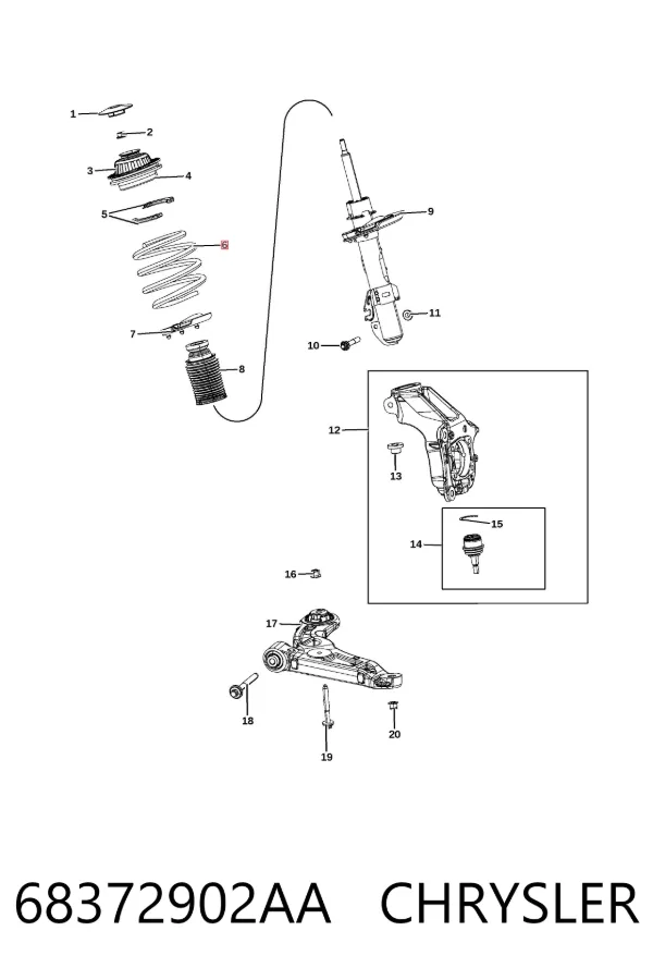 Пружина передняя правая 68372902AA Chrysler